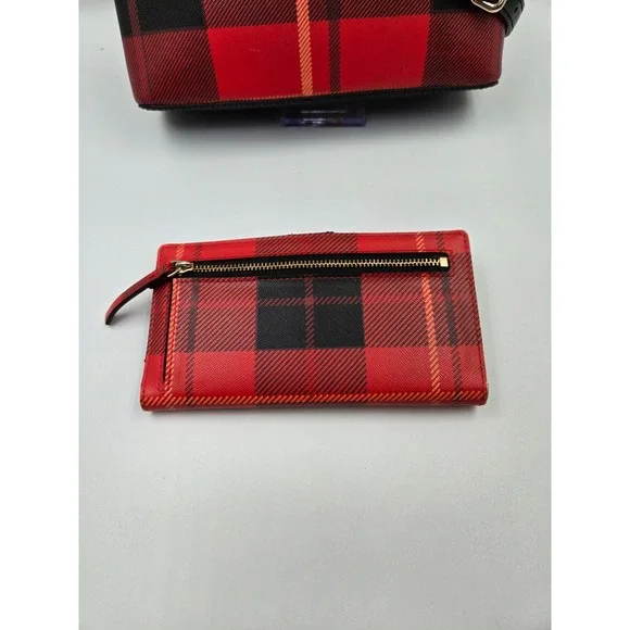 Kate Spade Red Plaid Dome Crossbody Bag‎ & Wallet Set - Picture 5 of 11